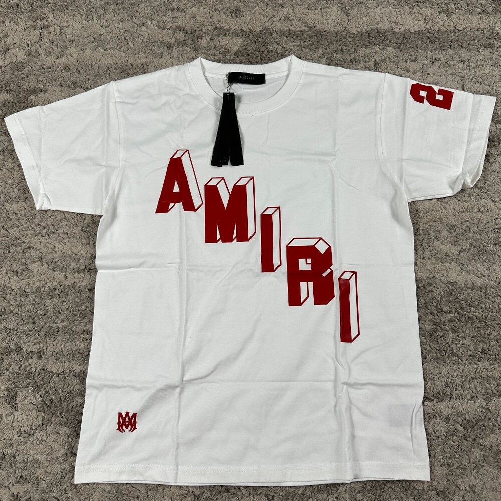 Amiri White Red Hockey Skater Tee Mens Size Large
